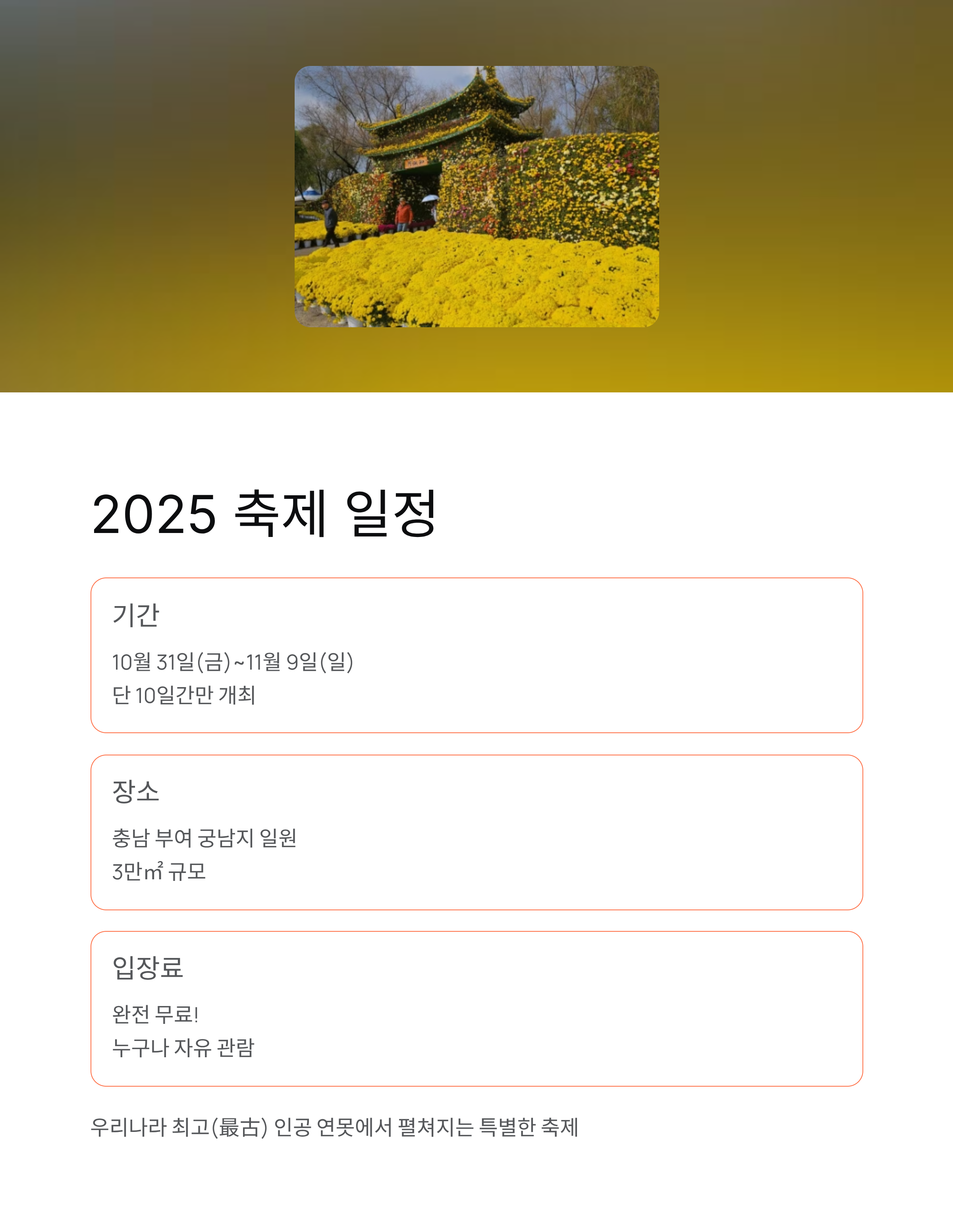 부여 국화축제 2025 행사안내,주차정보,맛집 가을 여행 필수코스!