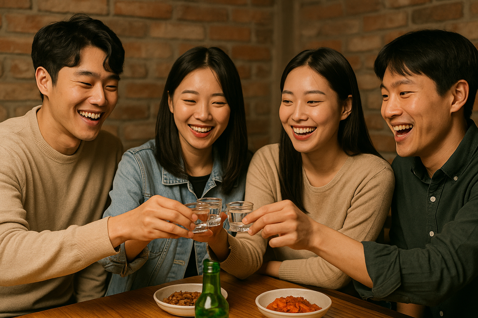 저도주 소주를 마시는 남녀