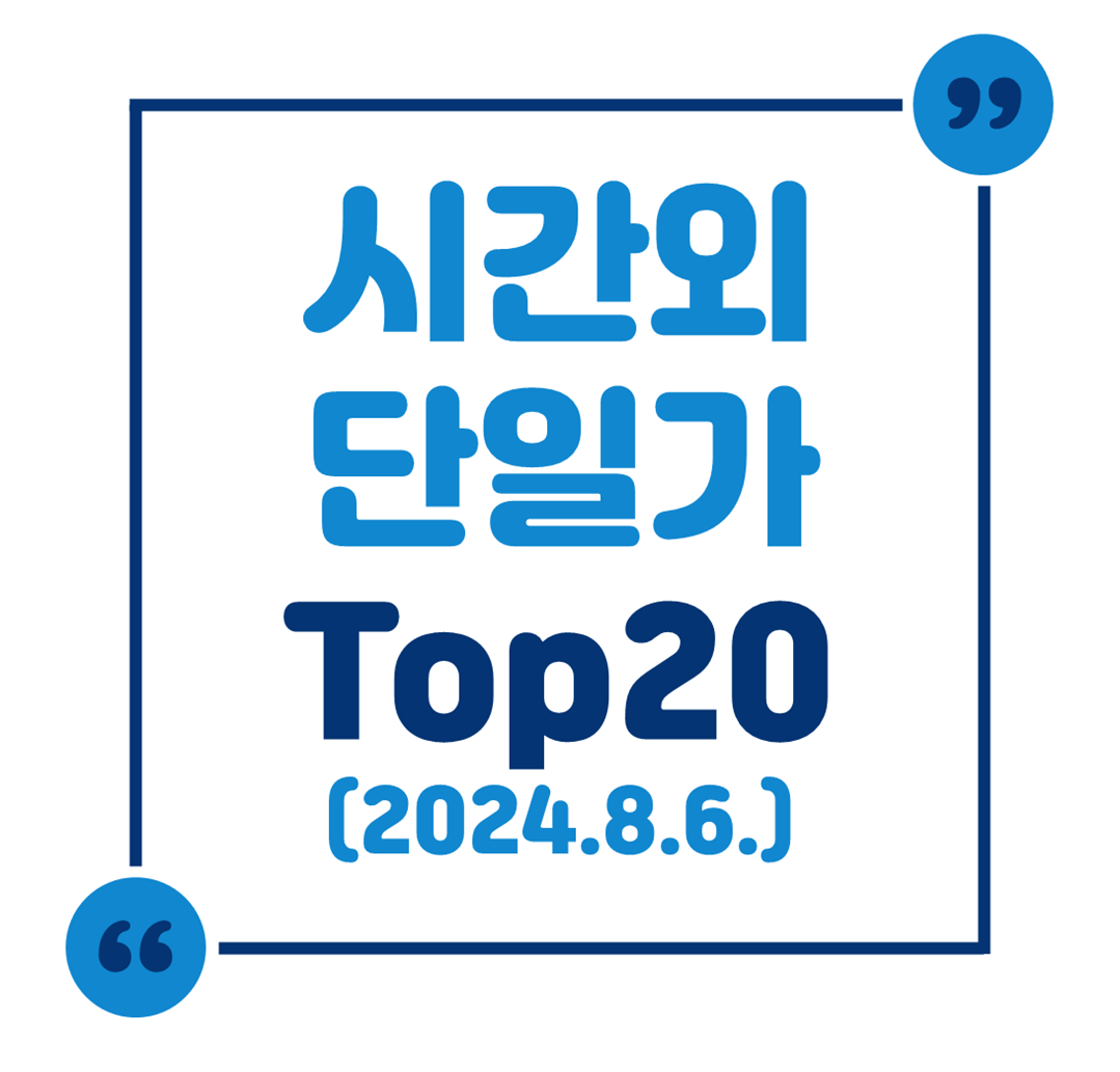 시간외 단일가 Top 20 (2024.8.6.)