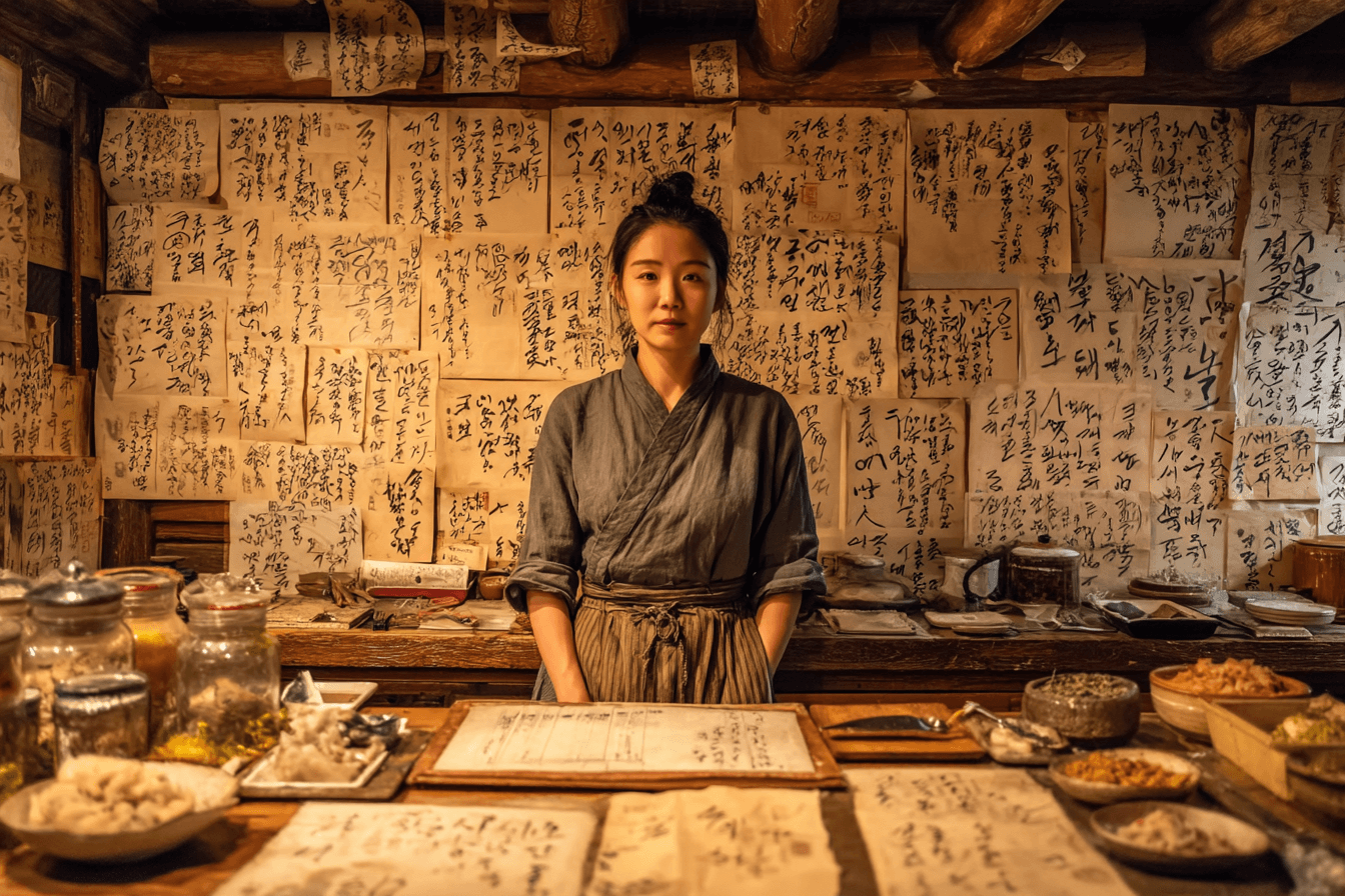 서예-문구와-여성-이미지