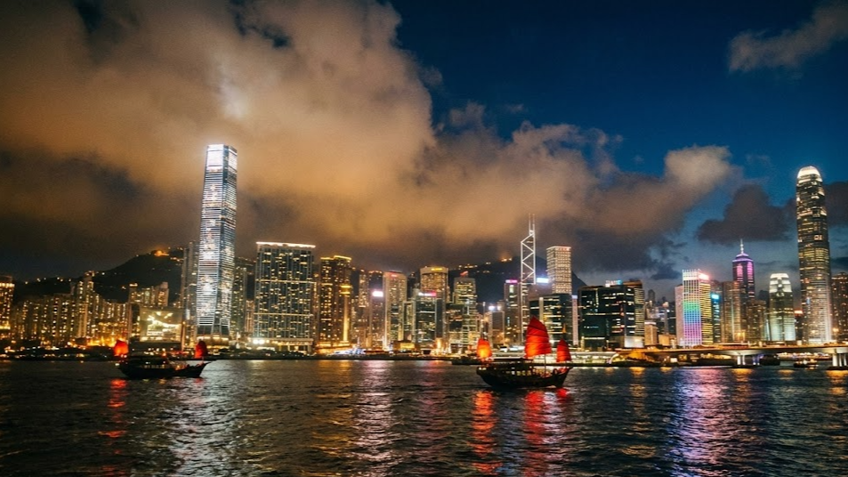 홍콩 빅토리아 하버 야경 이미지
