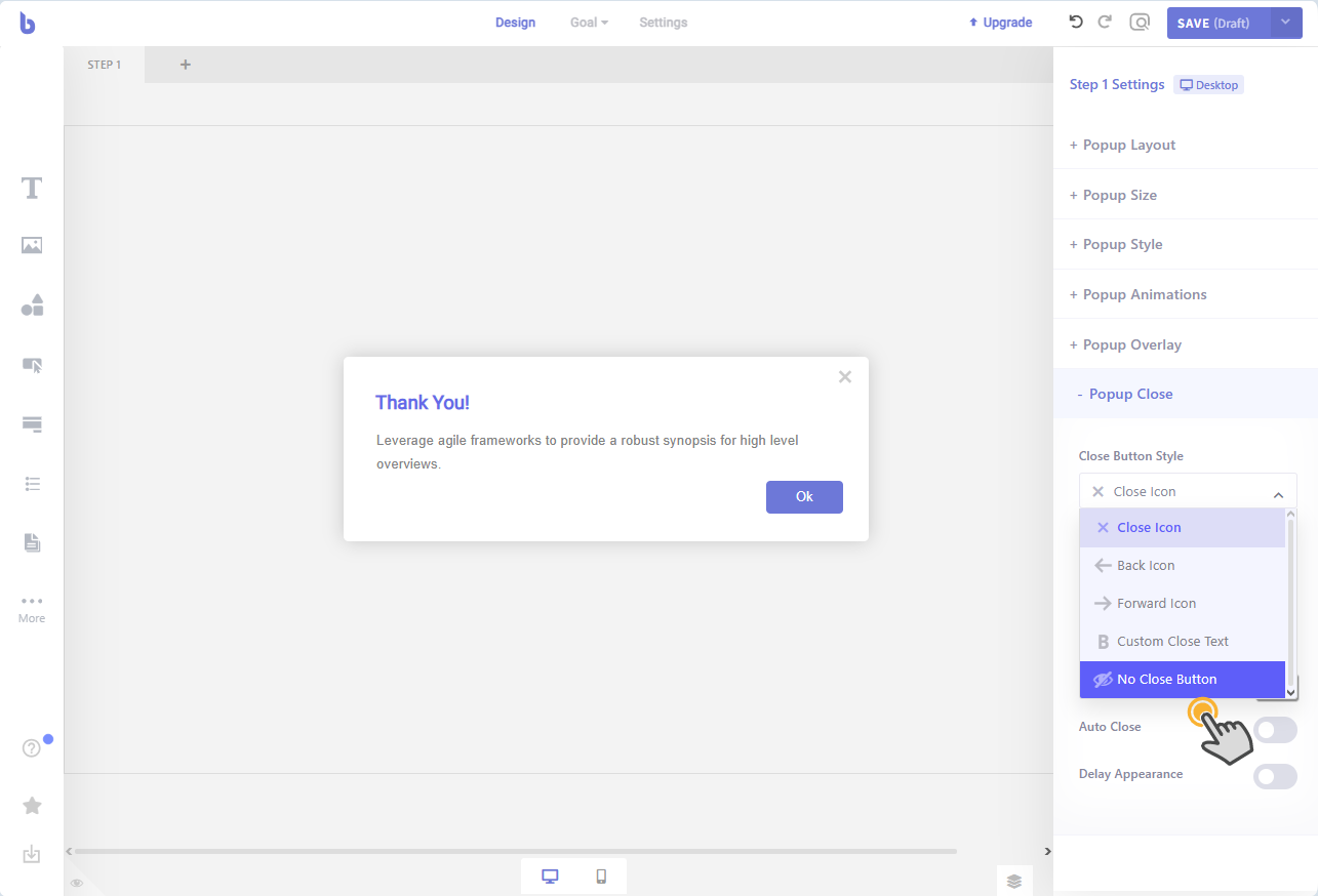 워드프레스 Brave 팝업 플러그인: 클릭하면 팝업 창이 닫히도록 설정하기