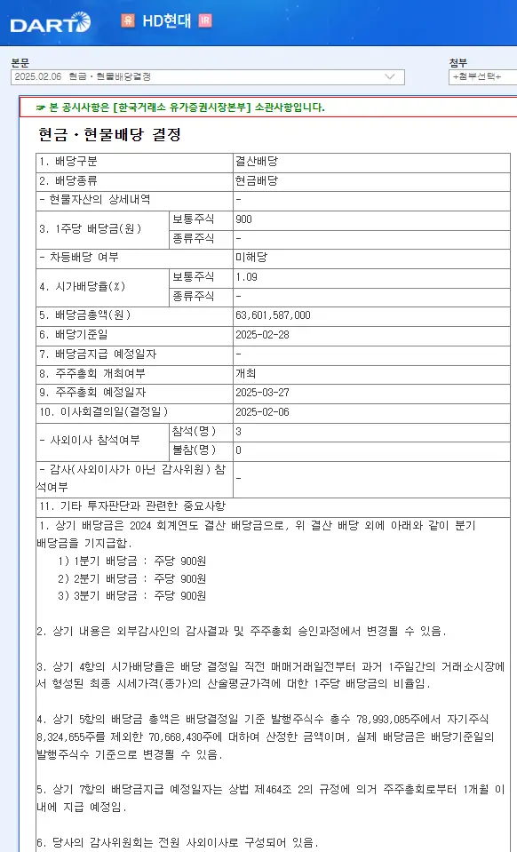 HD현대(267250) 2025년 배당금, 배당일