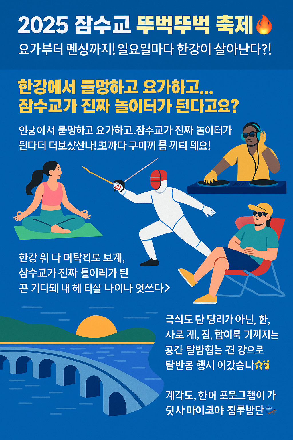 2025 잠수교 뚜벅뚜벅 축제🔥 요가부터 펜싱까지! 일요일마다 한강이 살아난다?!