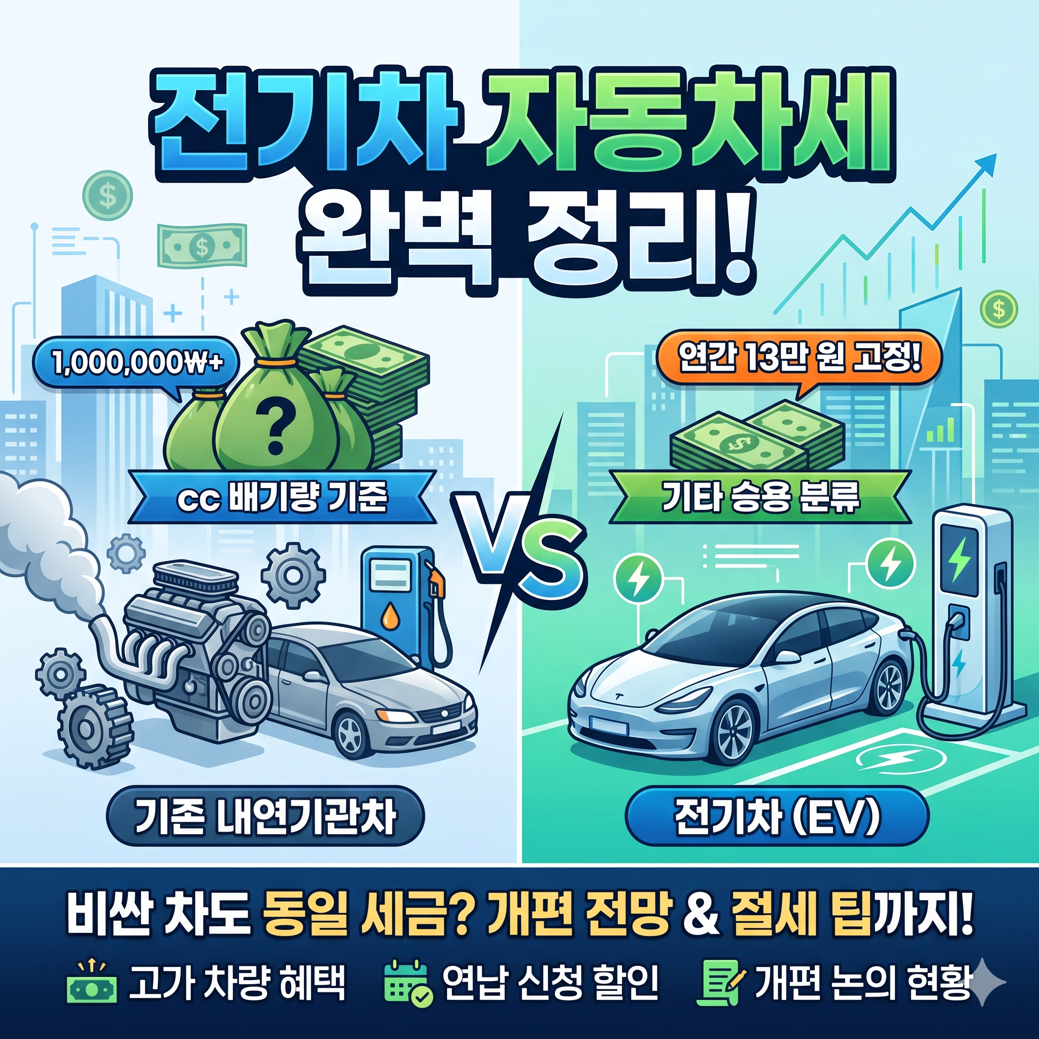 2026년 전기차 자동차세 계산 기준 및 내연기관 비교 절세 팁 총정리