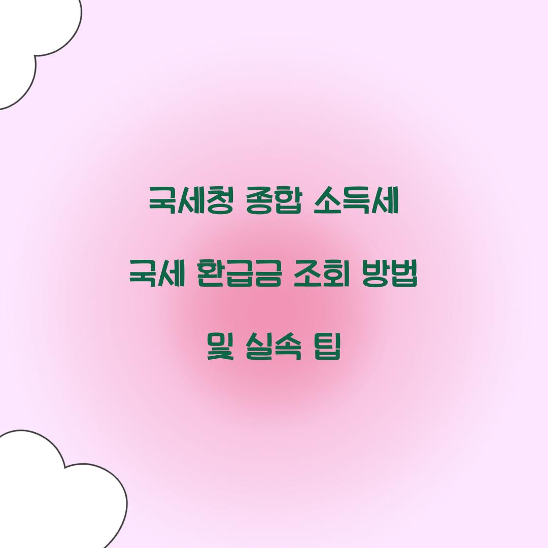 국세청 종합 소득세 국세 환급금 조회 방법