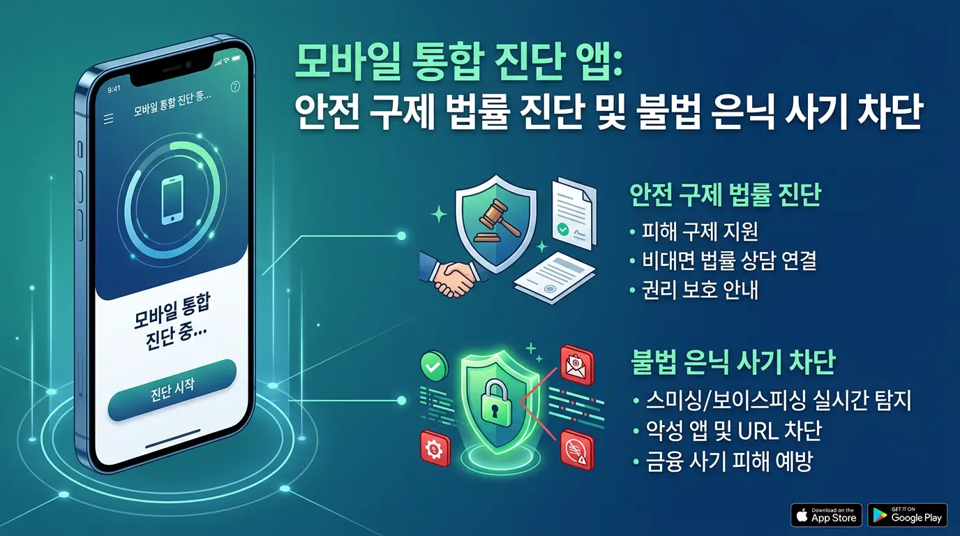 모바일 통합 진단 앱 안전 구제 법률 진단 및 불법 은닉 사기 차단
