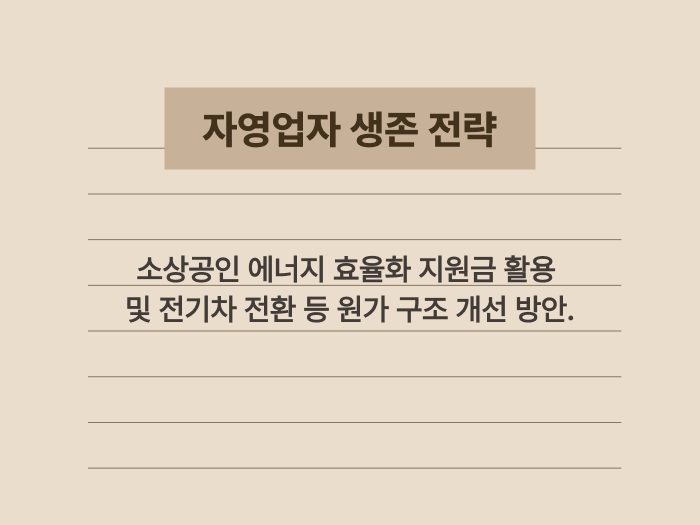 고유가 시대 자영업자를 위한 에너지 효율 개선 및 비용 절감 전략 요약 이미지