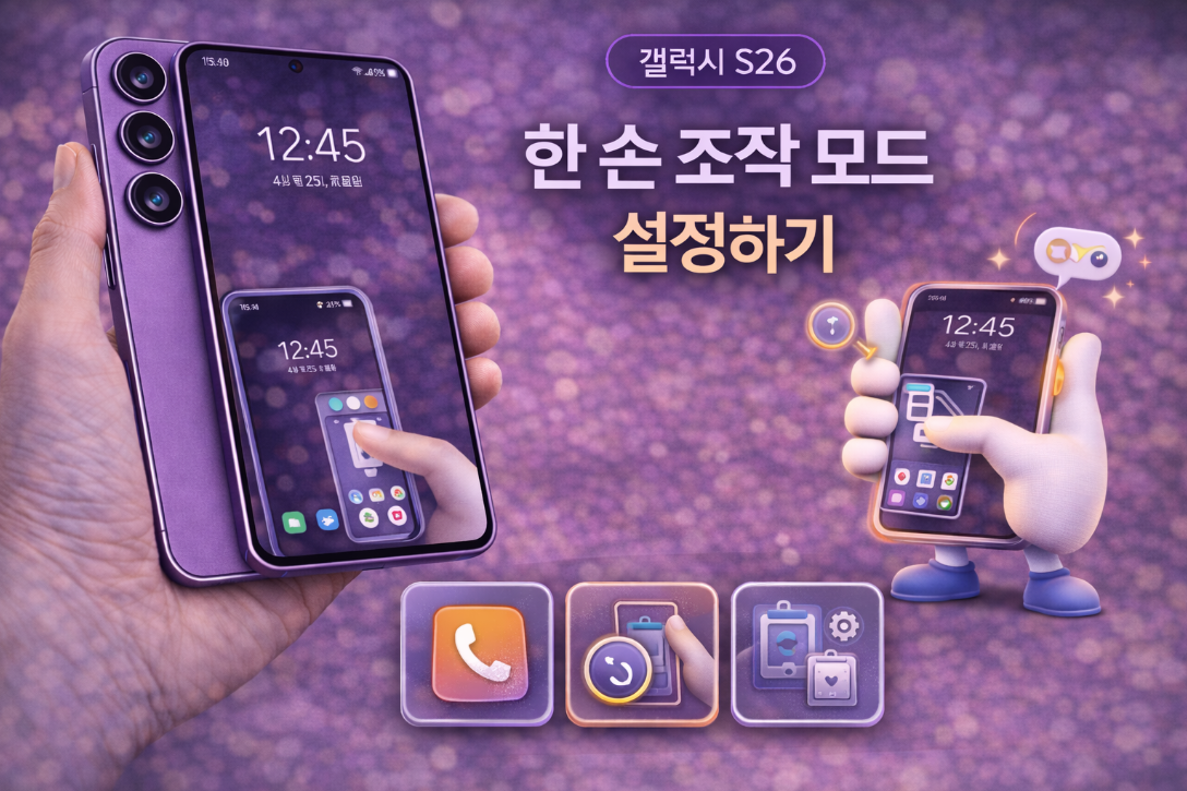 갤럭시 S26 한 손 조작 모드 설정하고 사용하는 방법 설명 이미지