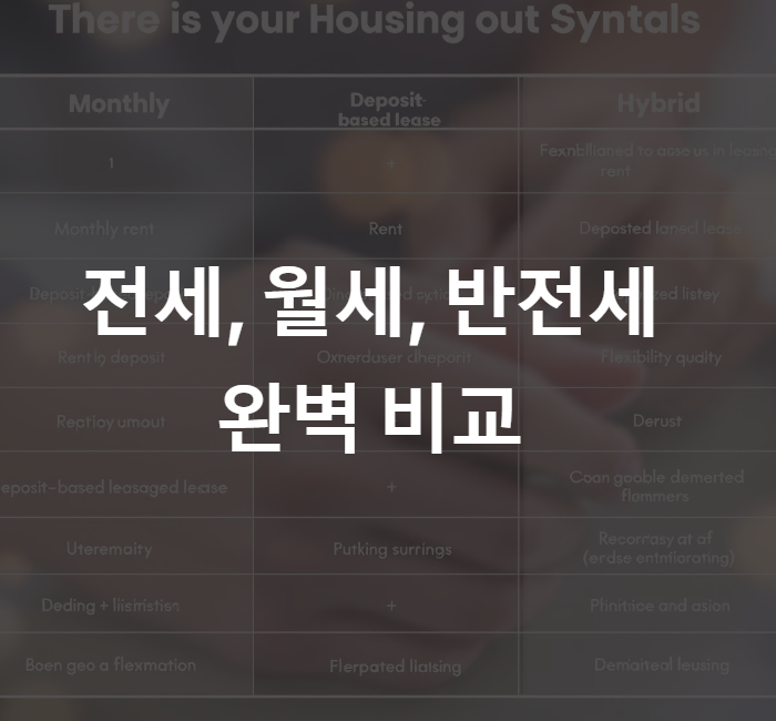 전세 vs 월세 vs 반전세: 어떤 게 더 유리할까?