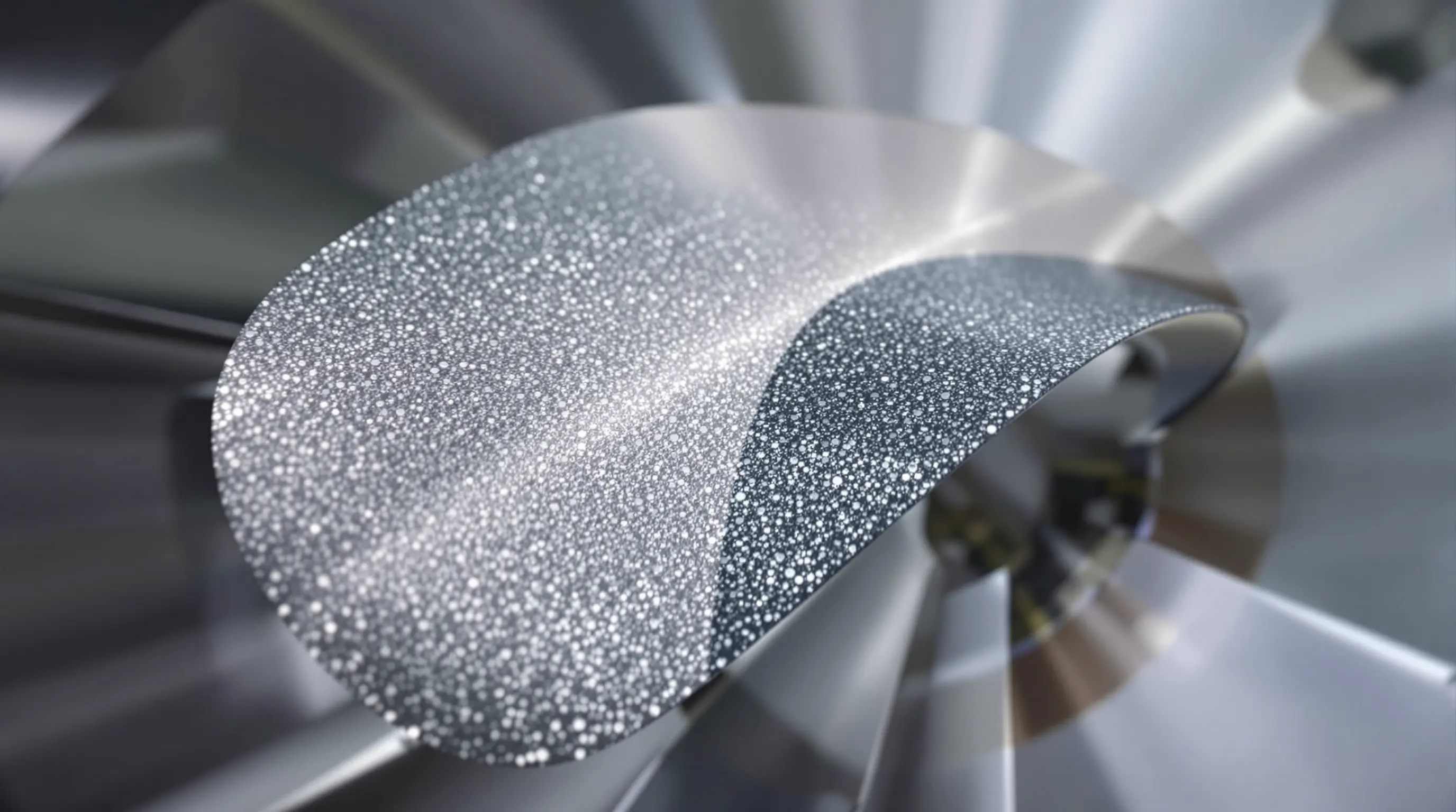 고온 공기 흐름을 받는 가스터빈 블레이드에 적용된 란타넘-지르코늄 열차폐 코팅 표현 이미지.