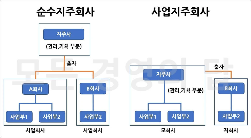 지주회사의 종류 2가지