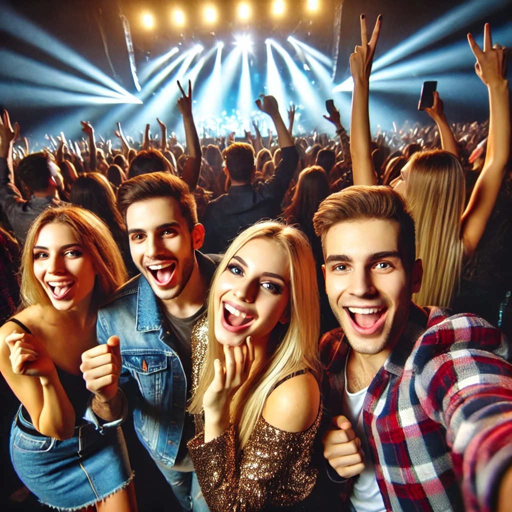 친구들과 함께 공연을 즐기고 있는 사진