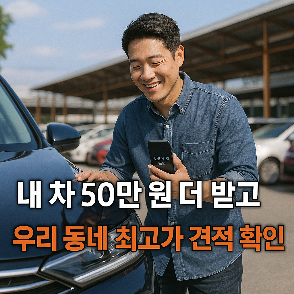 자동차를 점검하며 미소짓는 남성