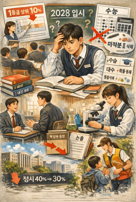 2028년 입시에 대해 고민하는 학생
