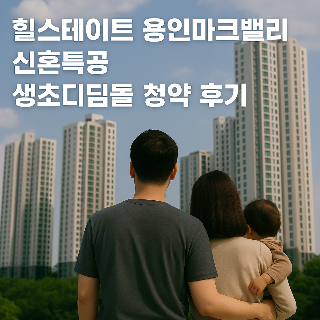 힐스테이트 용인마크밸리 아파트를 배경으로 신혼특공 생애최초 디딤돌대출 청약 후기를 남기는 가족의 뒷모습