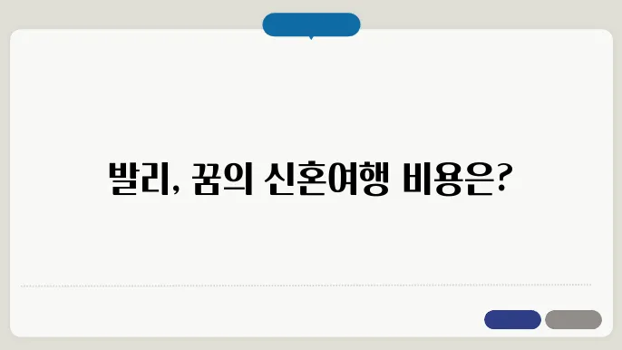 발리 신혼여행 비용
