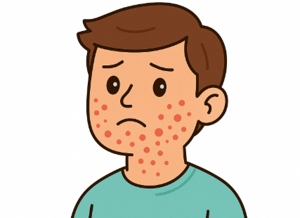 턱 주변 트러블 발생한 남성 일러스트