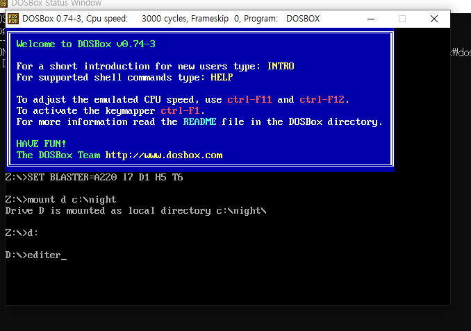 도스박스 에디터 실행