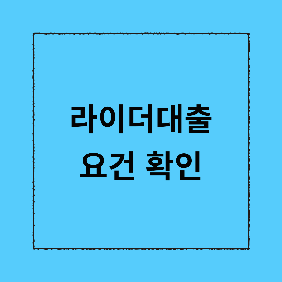 라이더 대출 요건 확인