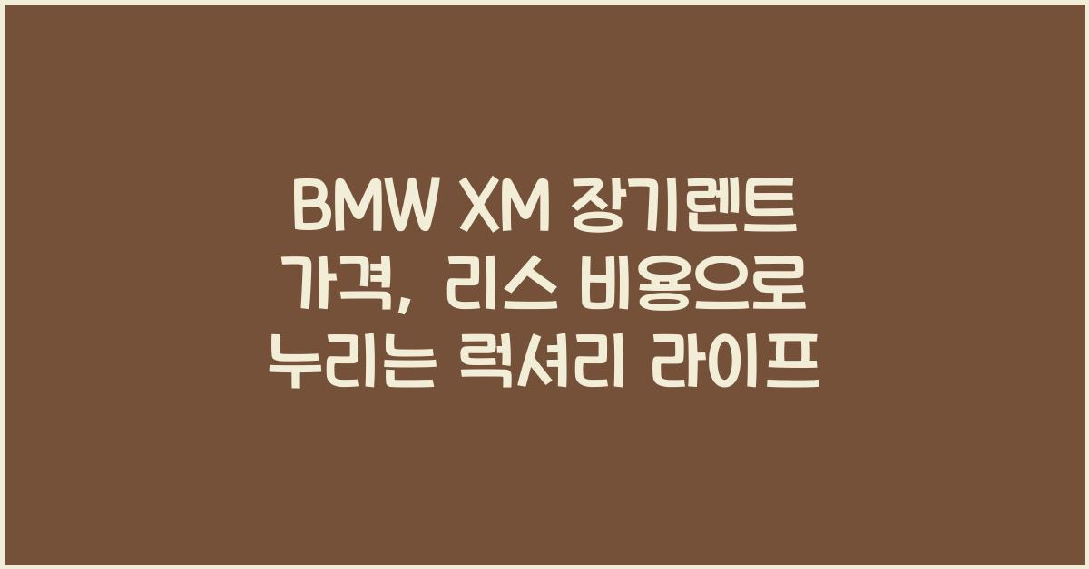 BMW XM 장기렌트 가격, 리스 비용