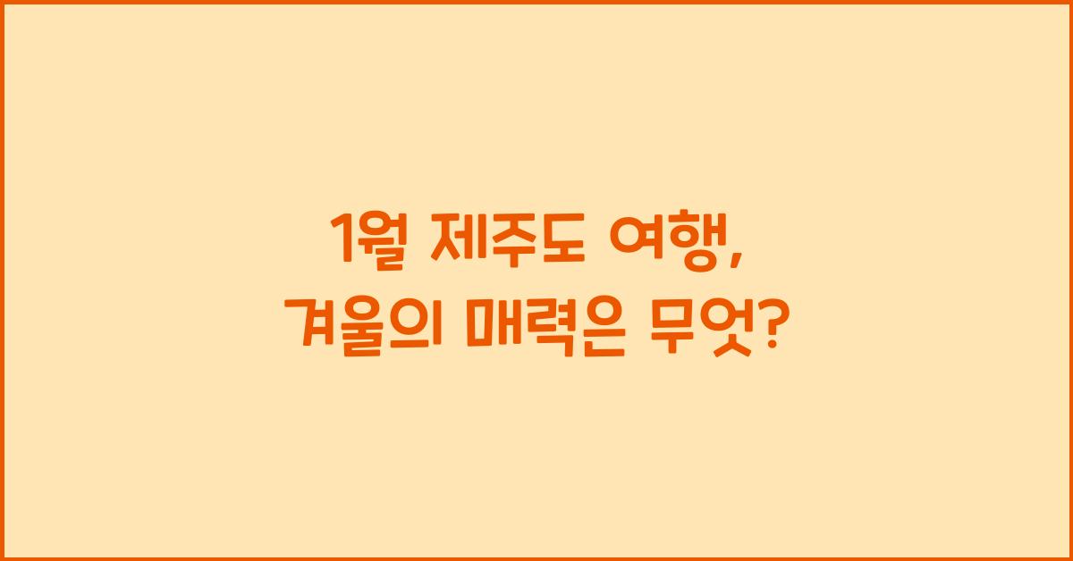 1월 제주도 여행