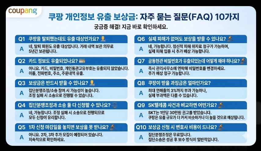쿠팡개인정보 유출보상금 신청방법