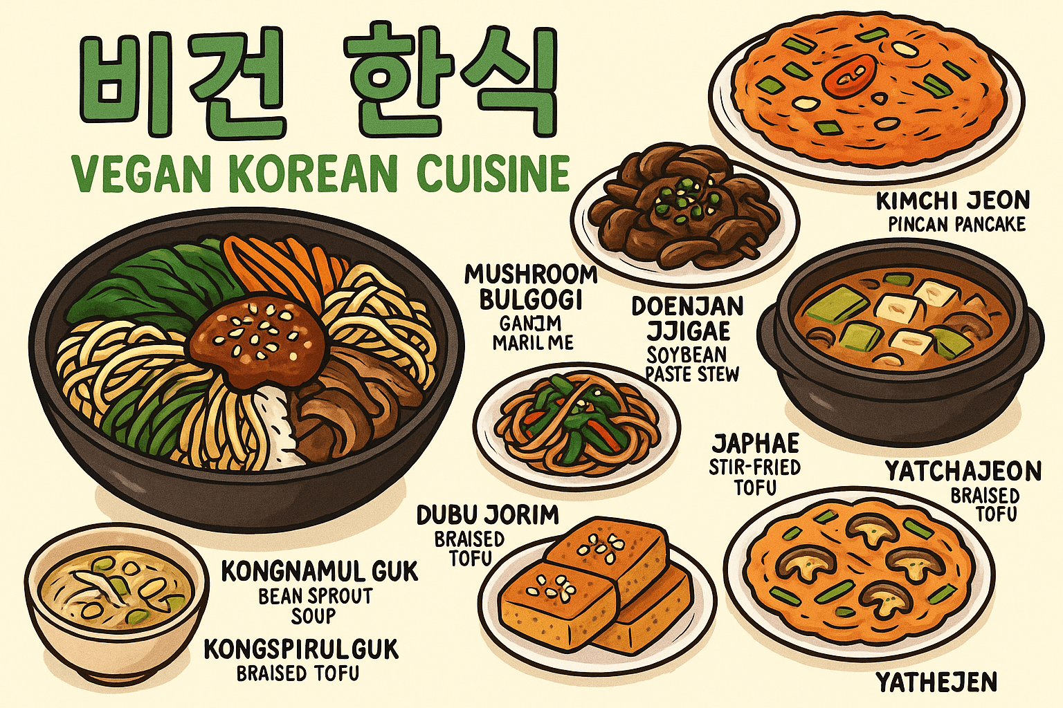 비건을 위한 전통 한식 8선: 고기 없이도 풍미 가득한 레시피