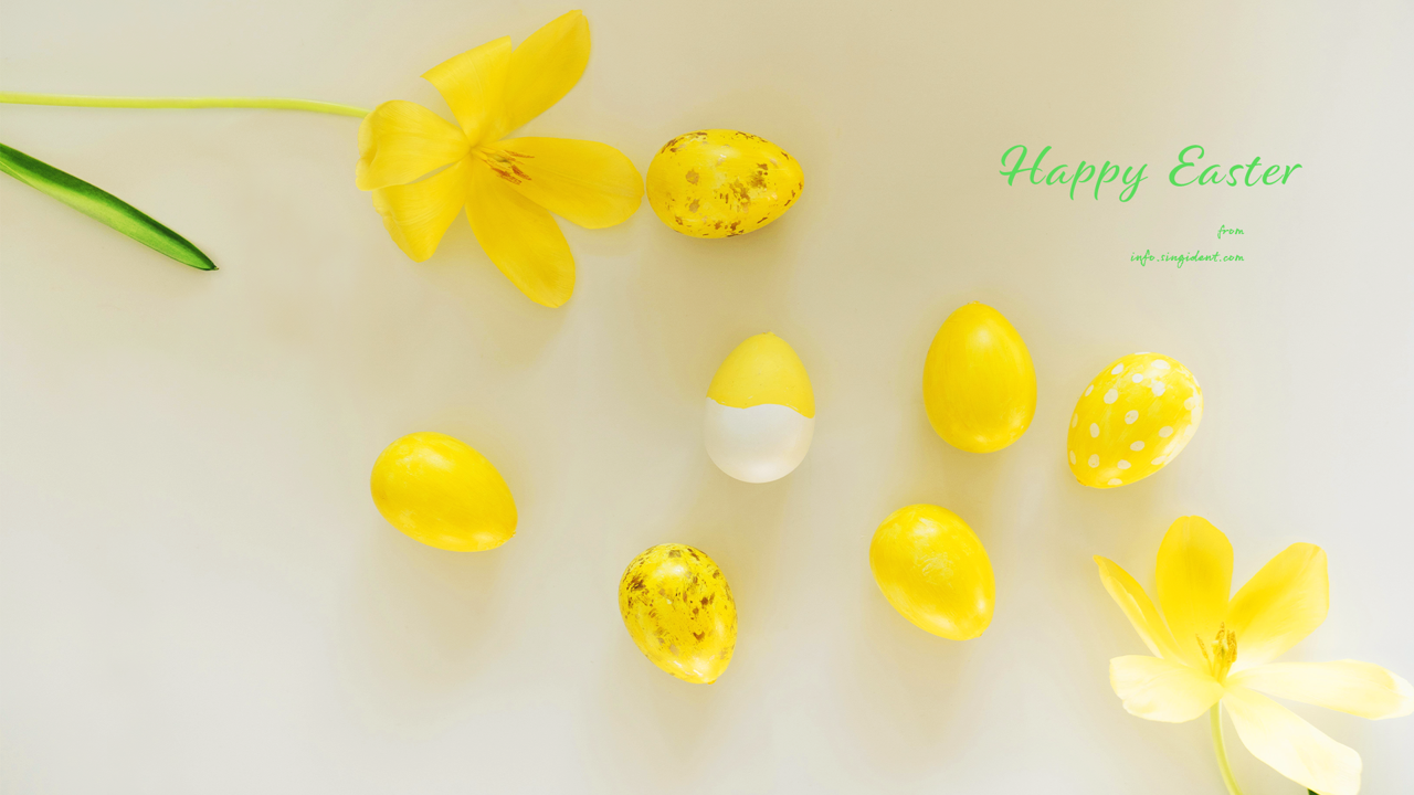 09 노란색 꽃과 계란 C - Happy Easter 부활절계란배경화면