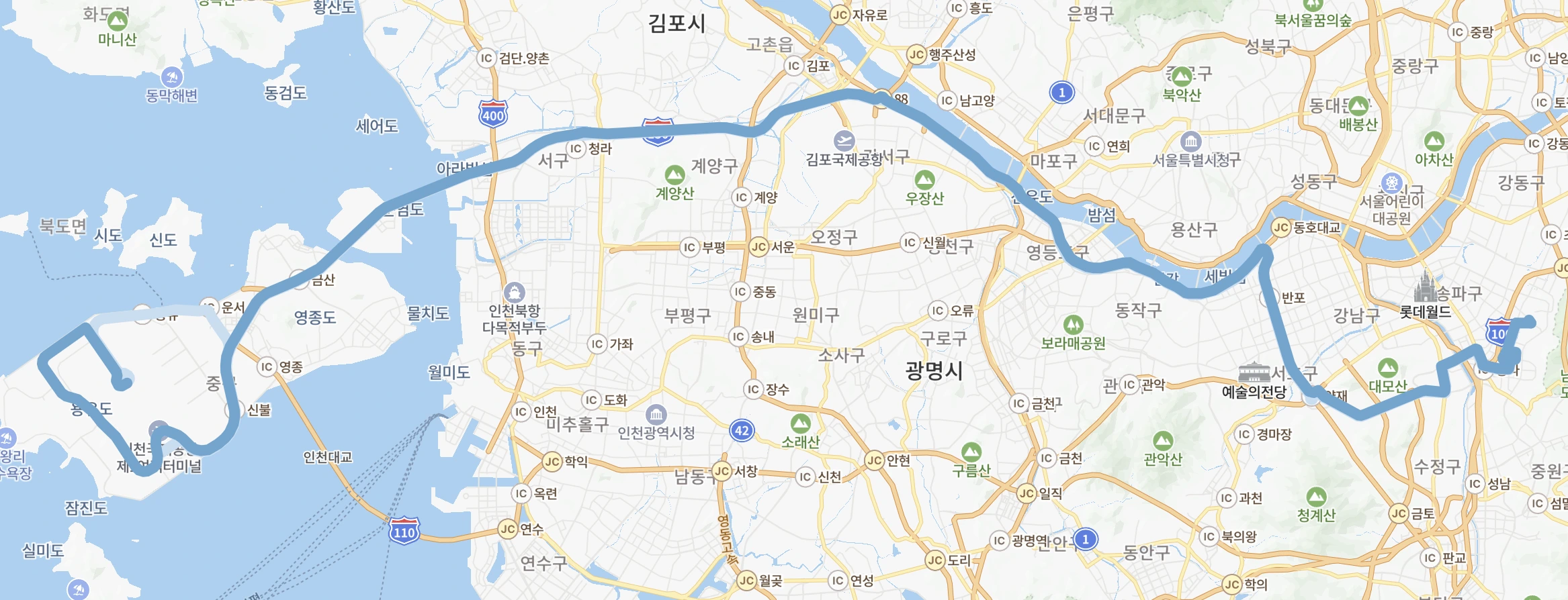 6600 공항버스 운행지도