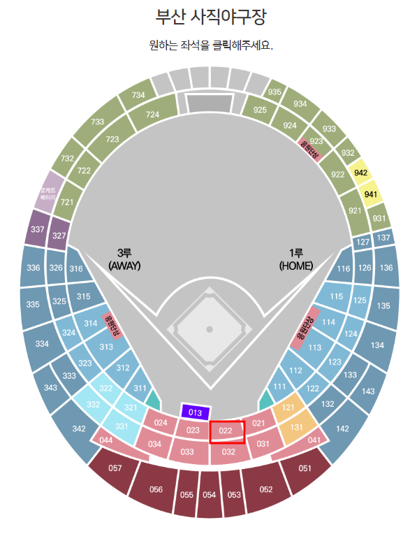 사직야구장 좌석 배치도, 예매 가격, 좌석별 시야