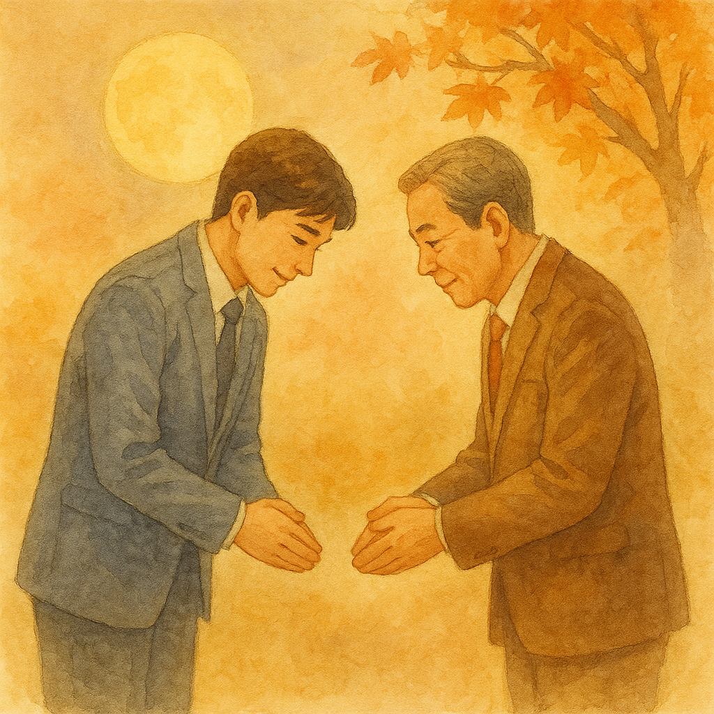 추석에 직장 상사에게 보내는 인사를 표현한 일러스트