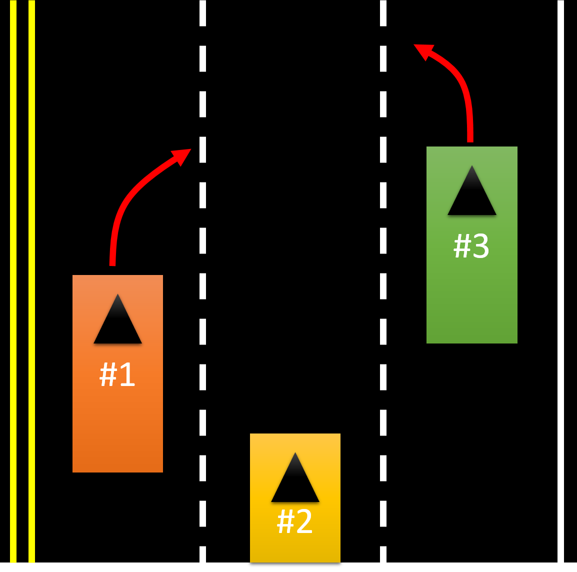 동시 차로 변경 사례