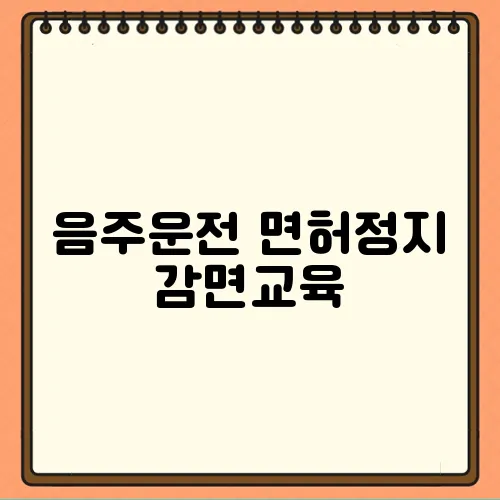음주운전 면허정지 감면교육