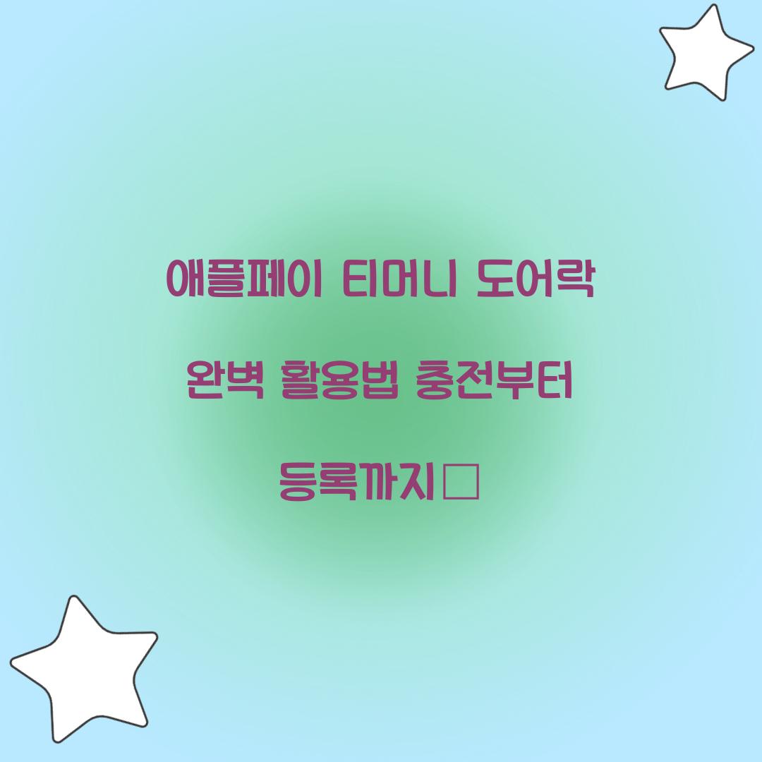 애플페이 티머니 도어락