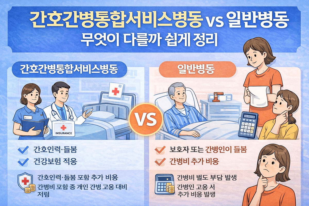 간호간병통합서비스병동 vs 일반병동 무엇이 다를까 쉽게 정리