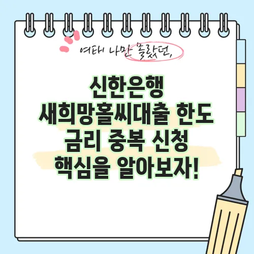 신한은행 새희망홀씨대출 한도 금리 중복 신청 핵심을 알아보자!
