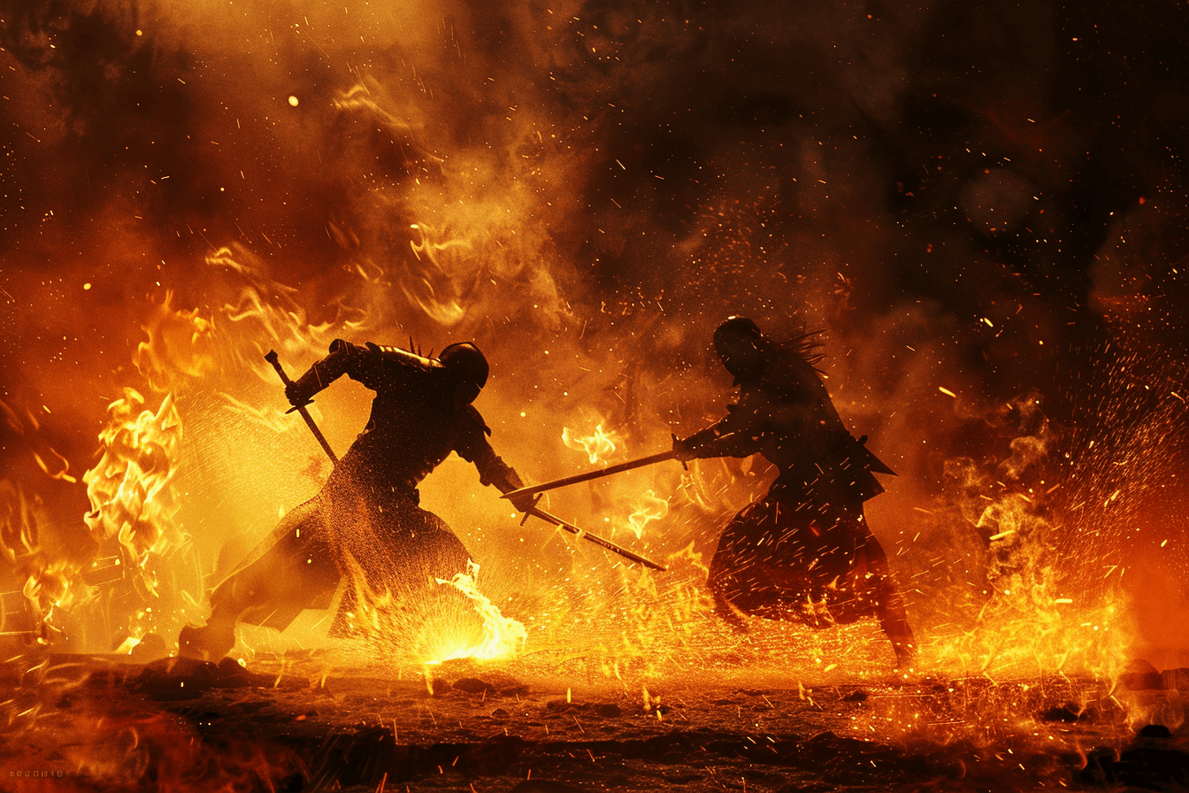 불타는-곳에서-검을-들고-싸우고-있는-두-전사들