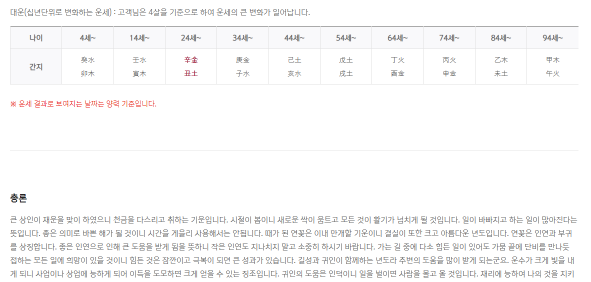 2024 토정비결 무료보기 종합운세