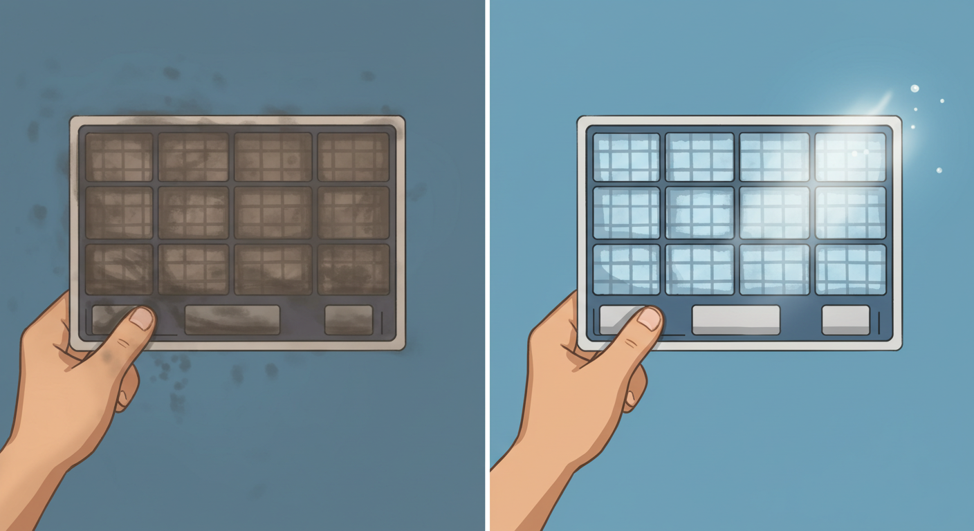 필터 청소 전후 모습 비교