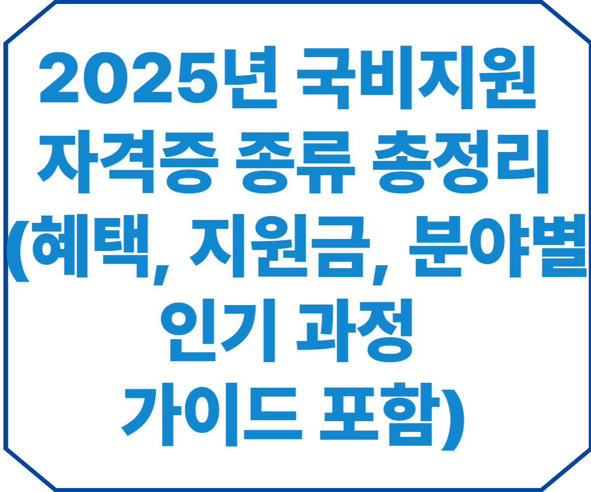 2025년 국비지원 자격증 종류 총정리, 혜택, 지원금, 분야별, 인기과정 가이드