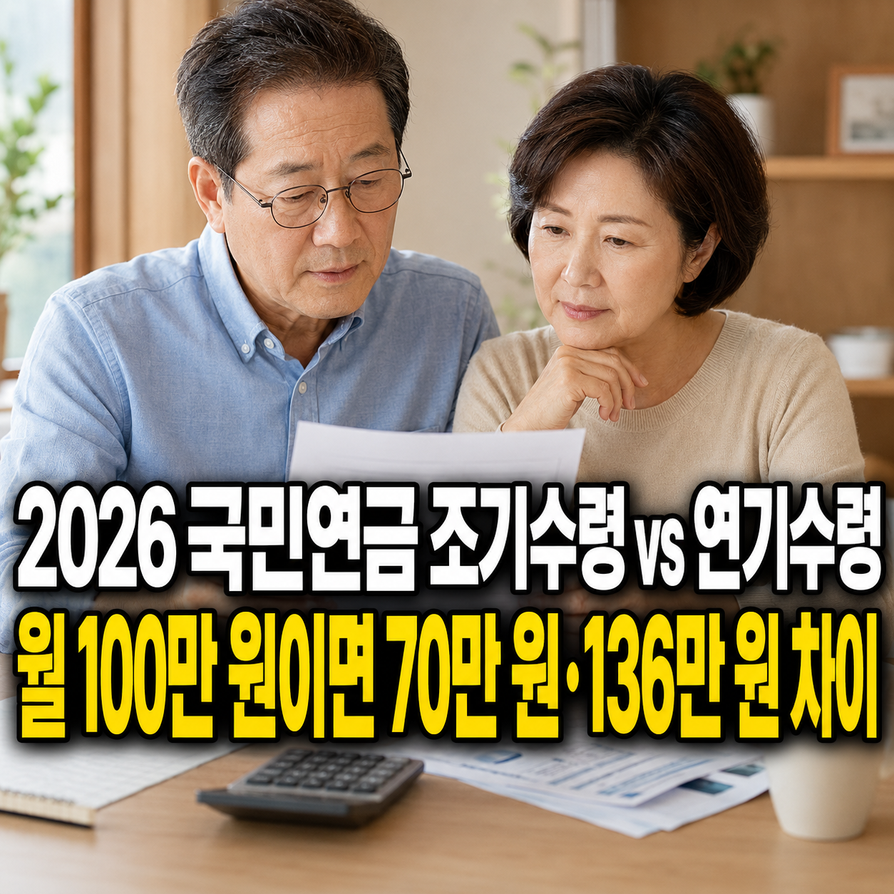 2026 국민연금 조기수령 vs 연기수령월 100만 원이면 70만 원·136만 원 차이