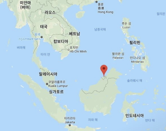 지도상의 브루나이 위치 이미지