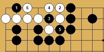 백의 응수 (백 2, 4, 6)