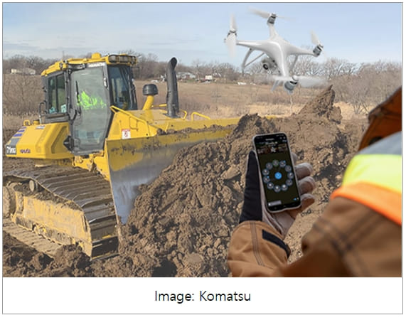 중장비업체 고마쓰, 건설현장에 스마트 건설 드론에 솔루션 추가 VIDEO: Komatsu adds Smart Construction Drone and Field to line-up