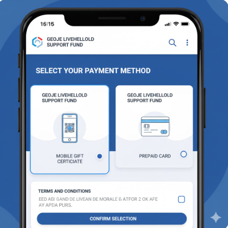 모바일 상품권과 선불카드 중 하나를 선택하는 화면 캡처 이미지