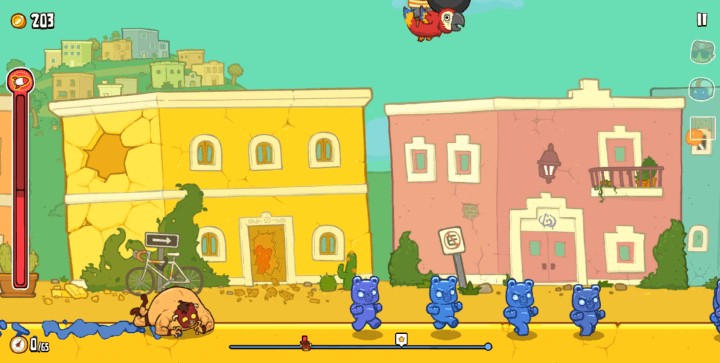 황소가-바닥으로-추락하는-화면