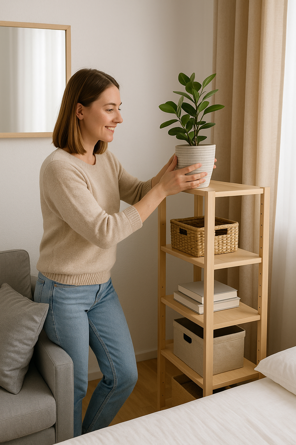 집정리하고 있는 사람의 모습