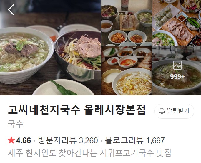 고씨네천지국수 플레이스