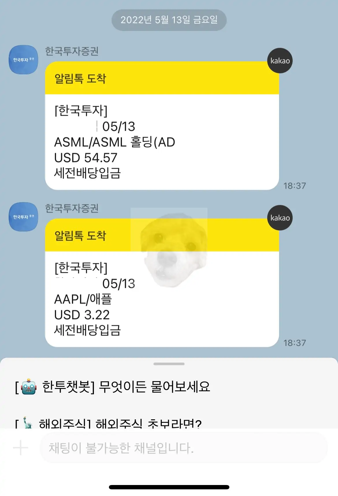asml 배당 입금 내역